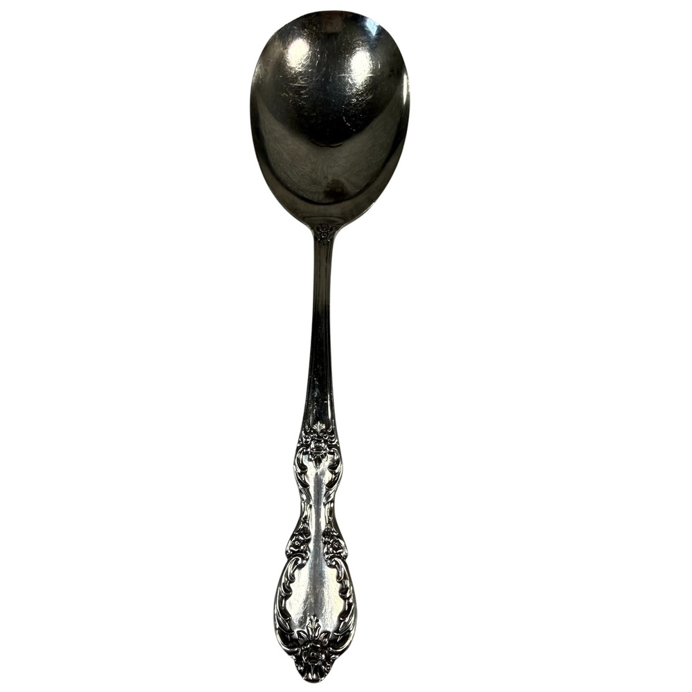 Wm Rogers Co Soup Spoon Springtime Silver Plated Floral‎ Ornate Silverware VTG